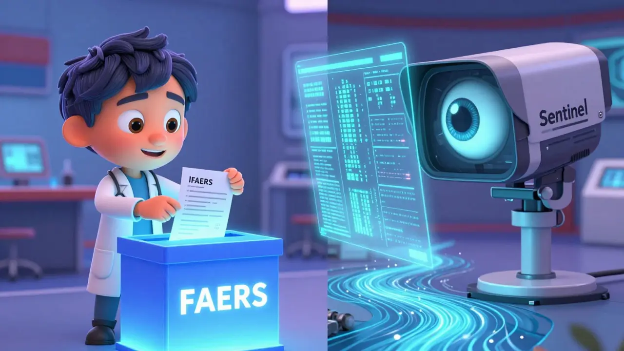 Comparison between a report suggestion box and a high-tech data scanning camera.